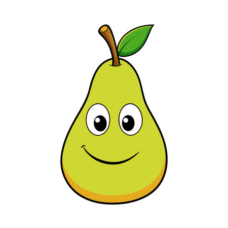 Funny pear fruit with smiley face. Vector illustration design.のイラスト素材