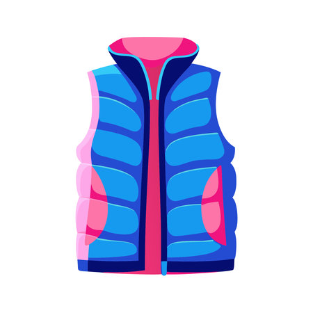 Vector illustration of a blue sleeveless jacket in cartoon style.のイラスト素材