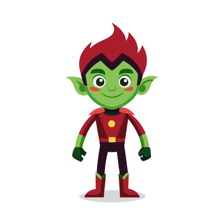 Cartoon character of a green alien on white background. Vector illustration.のイラスト素材