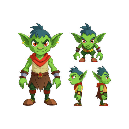 Zombie characters cartoon vector illustration isolated on white background. Cute green alien monster characterのイラスト素材