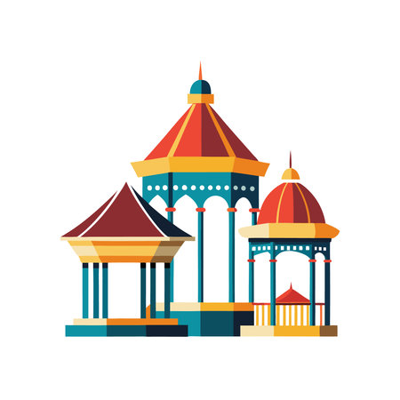 Pavilion icon. Flat color design. Vector Illustration.のイラスト素材