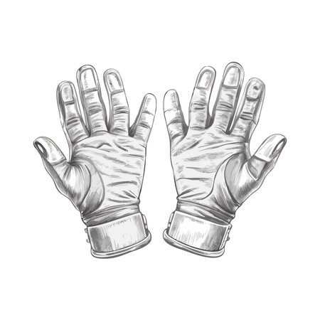 Hand in gloves. Hand drawn vector illustration. Isolated on white background.のイラスト素材
