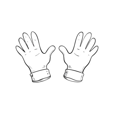 Hand drawn pair of gloves. Vector illustration in doodle style.のイラスト素材