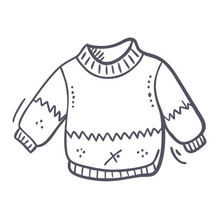 Winter clothes. Knitted sweater. Vector illustration in flat style.のイラスト素材