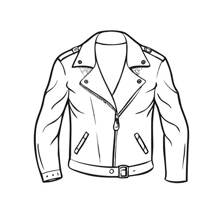 Black and white sketch of a jacket on a white background. Vector illustrationのイラスト素材