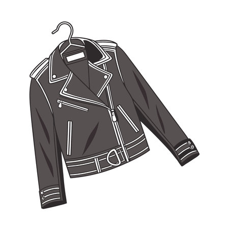 Black jacket on hanger isolated on white background. Vector illustration.のイラスト素材