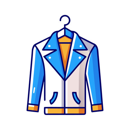 Men's jacket on a hanger. Vector illustration in flat styleのイラスト素材
