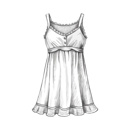 Women's dress. Fashionable clothes. Vector illustration in sketch styleのイラスト素材