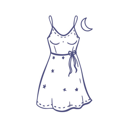 Women's nightdress. Vector illustration in doodle style.のイラスト素材