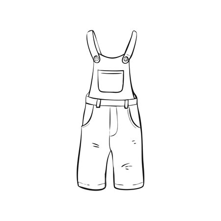 Vector hand drawn doodle illustration of work overalls. Isolated on white background.のイラスト素材
