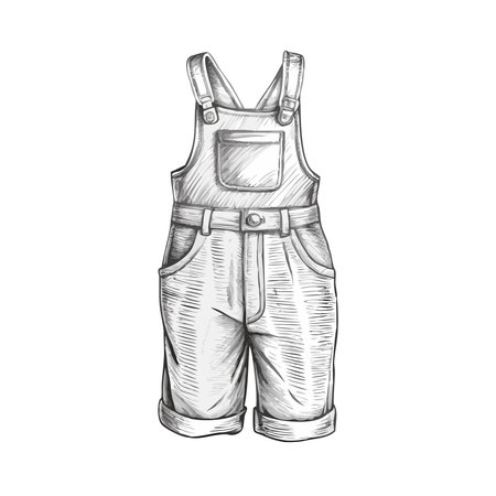 Protective overalls. Hand drawn sketch. Vector illustration isolated on white background.のイラスト素材