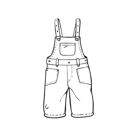 Denim overalls with pockets. Vector illustration on white background.のイラスト素材