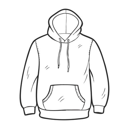 Vector illustration of a hoodie on a white background. Hand-drawn illustration.のイラスト素材