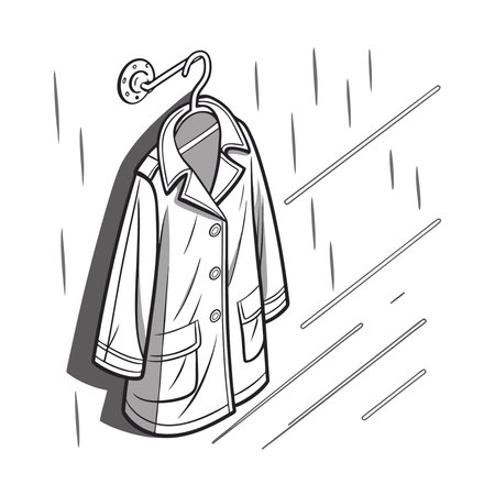 Vector illustration of a coat hanging on a hanger in the rainのイラスト素材