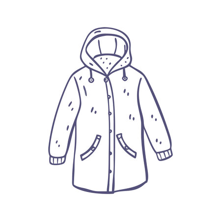 Women's winter jacket. Vector illustration in doodle style.のイラスト素材