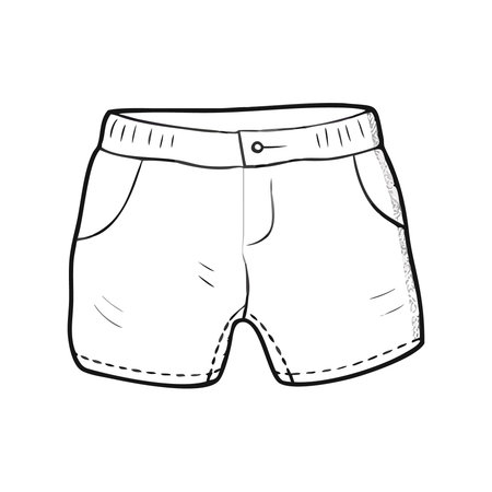 Men's short shorts icon in outline style isolated on white background. Clothing symbol stock vector illustration.のイラスト素材