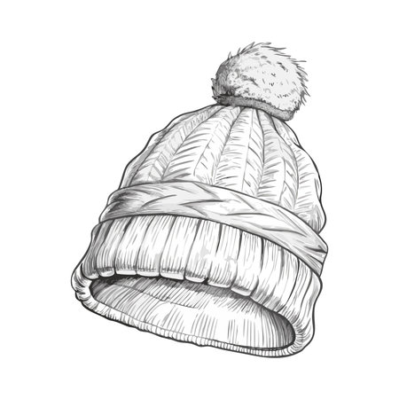 Winter hat. Vector illustration of a hat with a pompon.のイラスト素材