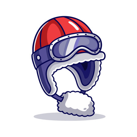 Winter sport helmet with pompom. Vector illustration in cartoon style.のイラスト素材