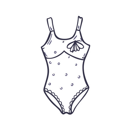 Women's swimsuit. Hand drawn vector illustration in doodle style.のイラスト素材