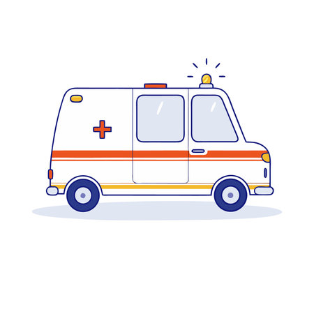 Ambulance car icon. Flat illustration of ambulance car vector icon for web designのイラスト素材