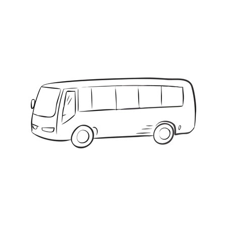 Bus doodle vector illustration. Hand drawn bus isolated on white background.のイラスト素材
