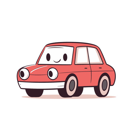 Cute cartoon car. Vector illustration in doodle style.のイラスト素材