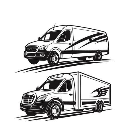 Truck and van isolated on a white background. Vector illustration.のイラスト素材