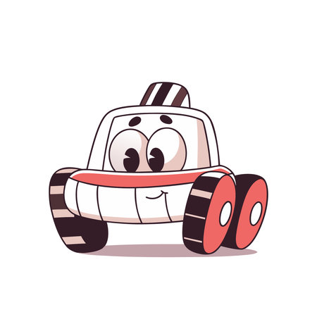 Cute cartoon car. Vector illustration isolated on a white background.のイラスト素材