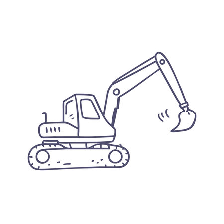 Excavator line icon on a white background. Vector illustration.のイラスト素材