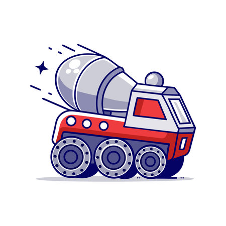 Cement mixer truck. Vector illustration in flat cartoon style on white background.のイラスト素材