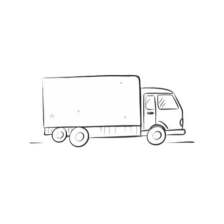 truck doodle vector icon. Drawing sketch illustration hand drawn line.のイラスト素材
