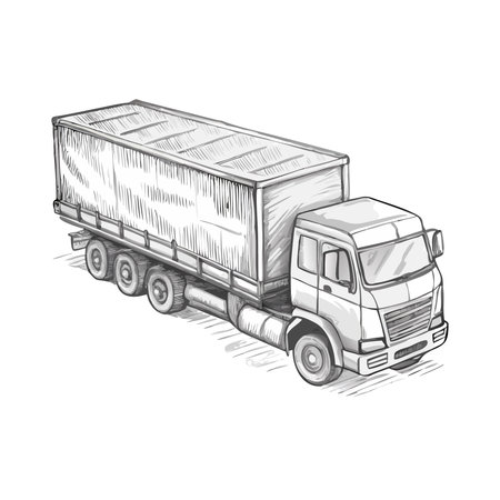 Cargo truck. Vector illustration of a truck on a white background.のイラスト素材