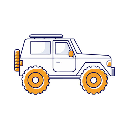 Off road vehicle icon vector illustration graphic design in yellow and blue colorsのイラスト素材