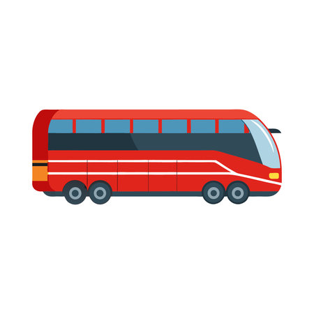 Red bus icon. Flat illustration of red bus vector icon for webのイラスト素材