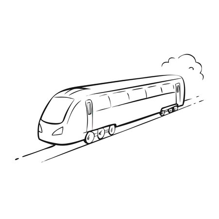 Train on the road. Vector illustration of a train on the road.のイラスト素材