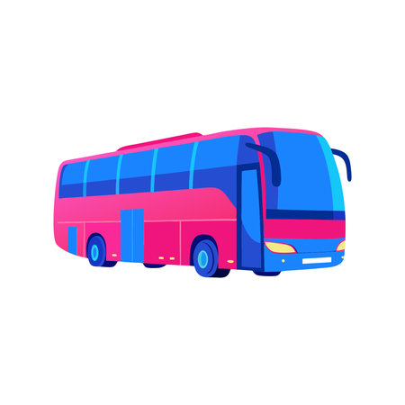 Bus isolated on white background. Vector illustration in flat cartoon style.のイラスト素材