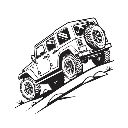 Off-road vehicle in black and white colors. Vector illustration.のイラスト素材