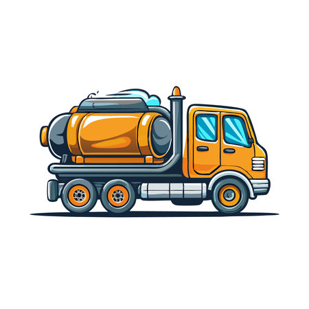 Cement mixer truck icon. Vector illustration isolated on white background.のイラスト素材