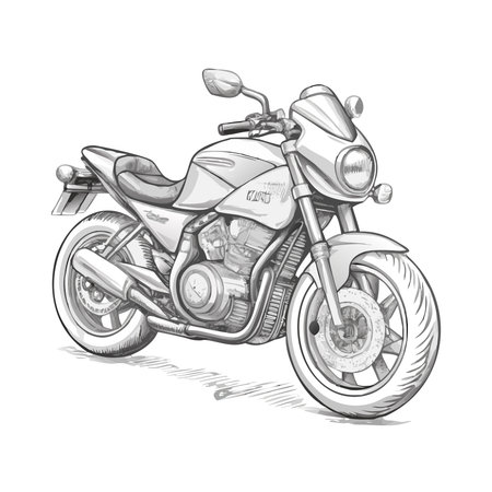 Motorcycle isolated on white background. Hand drawn vector illustration in sketch style.のイラスト素材