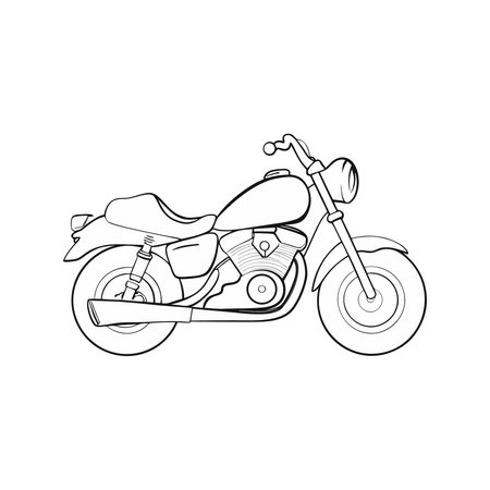Motorcycle sketch isolated on white background. Side view. Vector illustration.のイラスト素材