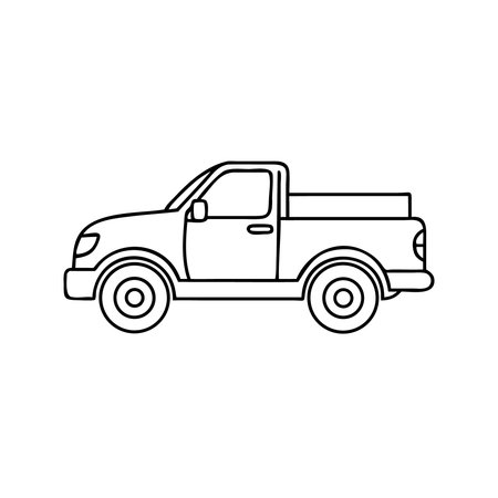 pickup truck icon over white background, line style, vector illustrationのイラスト素材