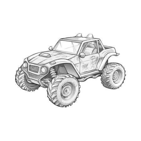Cartoon monster truck. Vector illustration of an off-road vehicle.のイラスト素材
