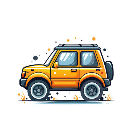 Yellow off-road car on a white background. Vector illustration.のイラスト素材