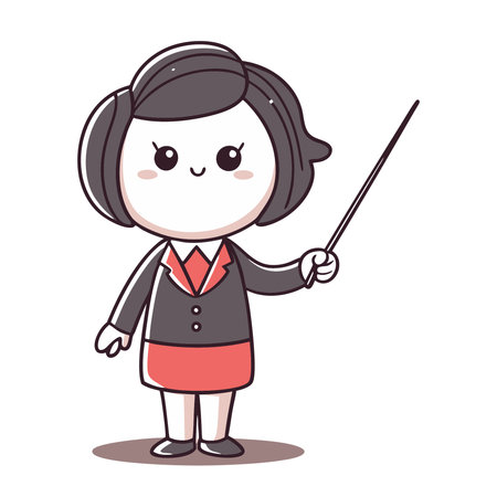 Teacher with pointer character cartoon vector illustration. Cute teacher with pointer character.のイラスト素材