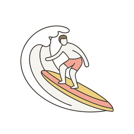 Surfer on surfboard flat icon isolated on white background. Vector illustrationのイラスト素材