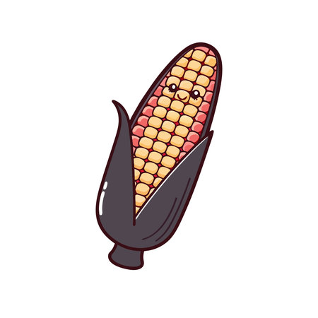 Cute cartoon corn icon isolated on white background. Vector illustration.のイラスト素材