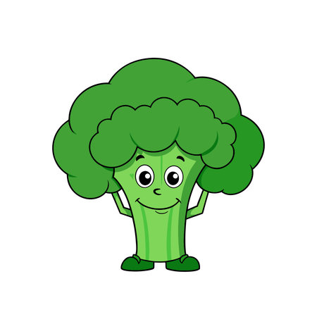 Cartoon green broccoli isolated on a white background. Vector illustration.のイラスト素材