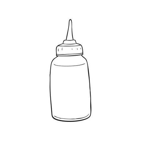 Vector hand drawn doodle illustration of a baby bottle isolated on white backgroundのイラスト素材