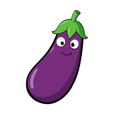 eggplant vegetable kawaii cartoon vector illustration eps 10.のイラスト素材