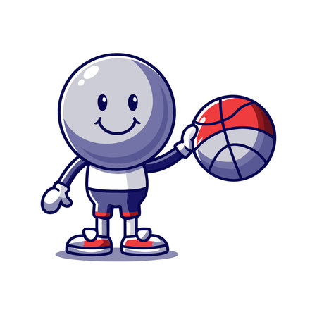 Basketball ball character cartoon icon vector illustration design graphic flat style designのイラスト素材